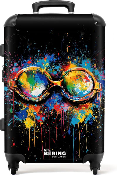 NoBoringSuitcases.com® - Koffer groot - Rolkoffer lichtgewicht - Zwembril met graffiti - Reiskoffer met 4 wielen - Grote trolley XL - 20 kg bagage