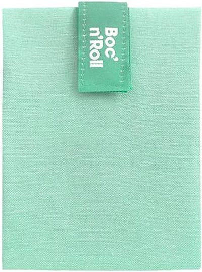 Boc’n’Roll Nature Mint - Herbruikbaar Boterhamzakje en Snackverpakking - Sluiting met klitenband - BPA-vrij - Waterdichte binnenlaag - Wasbaar tot 60°C