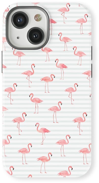DripCase Hoesje geschikt voor iPhone 13 Mini | Happy Stripes Motief | Magnetisch Opladen | 2-in-1 Ontwerp | Vrolijke Backcover geschikt voor iPhone 13 Mini Flamingo Flush