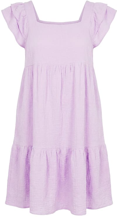 Angel of Style - Dames - Mousseline jurk vierkante hals volants - Lavendel - Maat 48