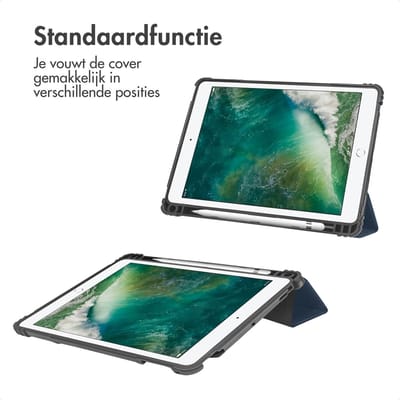 Accezz Tablet Hoes - Geschikt voor Apple iPad Air 2 (2014) / Air 1 (2013) / 6e generatie (2018) 9.7 inch / 5e generatie (2017) 9.7 inch - Trifold Bookcase - Donkerblauw