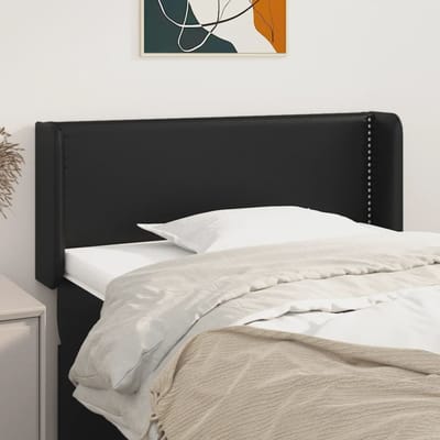 vidaXL - Hoofdbord - met - randen - 93x16x78/88 - cm - kunstleer - zwart