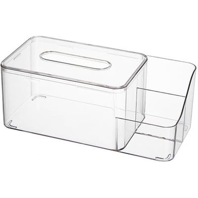 Tissuehouder Transparant Zichtbaar 2 Compartimenten Tissuebox Plastic Bureau Servet Dispenser Doos Woonkamer Benodigdheden white