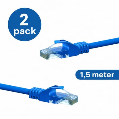 Danicom CAT6 UTP patchkabel - 1,50 meter blauw - CCA - 2 stuks - netwerkkabel - internetkabel - UTP kabel - RJ45 - 1000 mbit/s