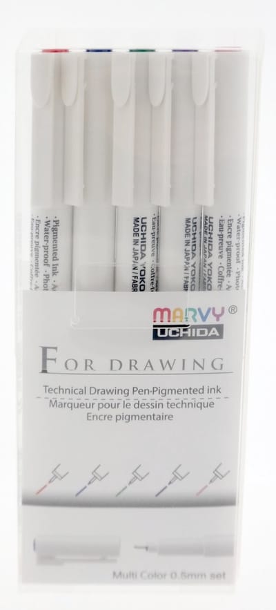 Marvy Uchida Marvy Uchida Technische Fineliner Set 0,5mm 5 stuks