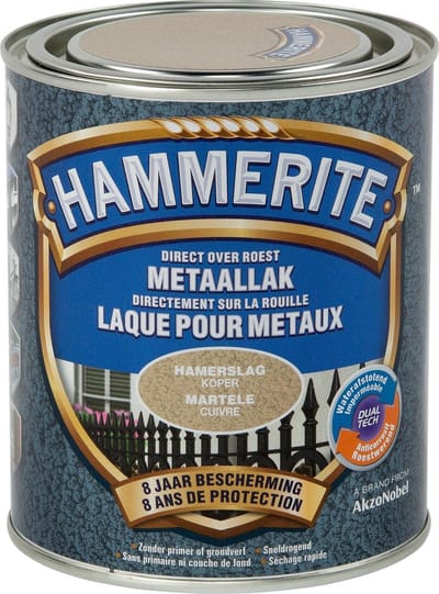 Hammerite Metaallak Hamerslag - Koper - Koper - 750 ml - 10 m²/l - Afwerkingslaag