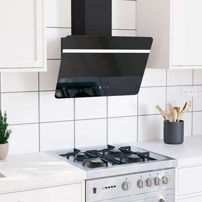 vidaXL Wandafzuigkap 60 cm staal en gehard glas zwart