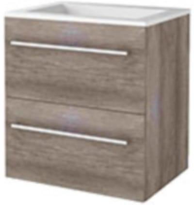 Basic-Line Start 46 Badkamermeubelset - 60 x 46 cm - Met Grepen - 2 Lades - Acryl Wastafel - Zonder Kraangat - Scotch Oak