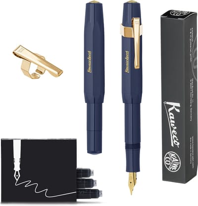 Kaweco - CLASSIC SPORT NAVY Fountain Pen - Breed - Oktogonal Clip Vergoldet - Doosje Vullingen