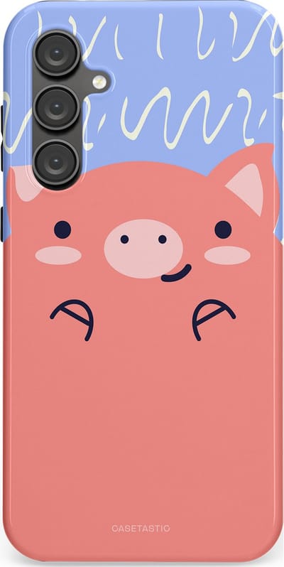 Casetastic hoesje geschikt voor Samsung Galaxy S23 FE - Dubbellaagse bescherming - Knuffel van varken - Fashion Case - Koraal Lichtblauw
