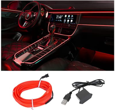 Dailygoody - EL Wire LED-stripverlichting - Neonlicht voor Auto - 1,5 Meter Flexibel - IJsblauw - Omgevingsverlichting - Universeel Geschikt - Waterbe...