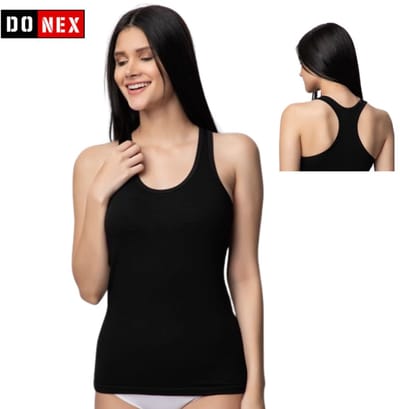 3 pack Dames Halterhemd - DONEX® - katoen - Zwart Maat S-M