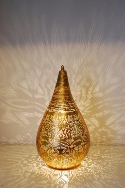 LM-Collection Ameera Tafellamp - Ø30x53cm - E27 - Goud - Metaal - tafellamp slaapkamer, tafellamp industrieel, tafellampen woonkamer, tafellamp zwart, tafel lamp, tafellamp slaapkamer industrieel, tafellampje