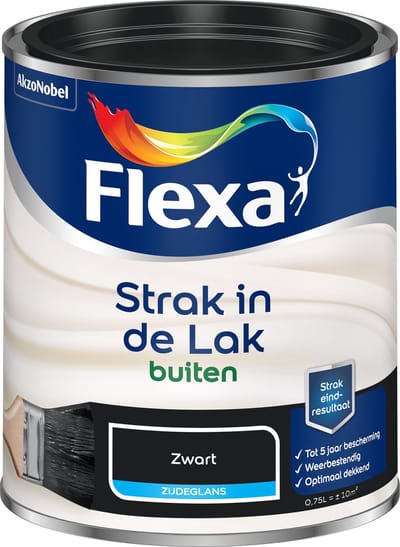 Flexa - Strak In De Lak Buitenlak Zijdeglans - Zwart - 750 Ml