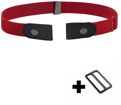 Fako Fashion - Riem Zonder Gesp - Gespvrije Riem - Elastische riem - Rekbare Riem - Broekriem Zonder Gesp - Stretch Riem - Zwangerschapsriem - Rood