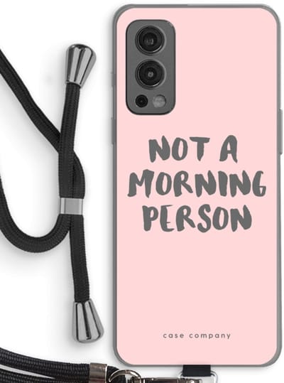 Case Company® - Hoesje met koord geschikt voor OnePlus Nord 2 5G hoesje met Koord - Morning person - Telefoonhoesje met Zwart Koord - Bescherming aan alle Kanten en Over de Schermrand