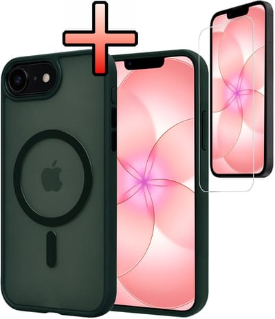 Hoesje - Met Screenprotector - Geschikt voor Apple iPhone 17e - Magsafe Compatible - Sterk & Shockproof - Back Cover - Shock Proof Case - Telefoon Hoes - Donkergroen