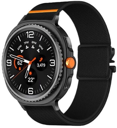 By Qubix - smartwatch bandje - Compatible Samsung bandje - Nylon bandje met Parachute sluiting - Zwart - Geschikt voor Samsung Galaxy Watch 9 (40/44mm) - Watch 8 (40/44mm) - Watch 8 Classic (46mm)