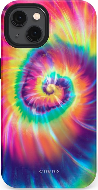 Casetastic hoesje geschikt voor Apple iPhone 13 - MagSafe - Dubbellaagse bescherming - Kleurrijke draaikolk - Fashion Case - Donkerblauw Roze Goud Lavendel