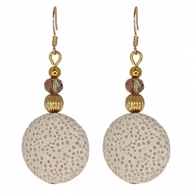 Zilveren oorhangers-Behati-Lava-Goudkleurig- creme -Charme Bijoux