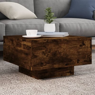 vidaXL - Salontafel - met - LED-verlichting - 55x55x31 - cm - gerookt - eikenkleurig