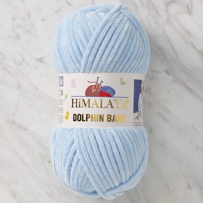 Himalaya Dolphin Baby 80306 Lichtblauw Fluwelen Garen, Breien en Haken, 100g, Super Zacht, Fluweel Breigaren, Volumineuze Pluche, Schijnen Fluweelachtig, Chenille Dolfijn Baby Wol, Amigurumi, Velluto Velours, Breiwol, Haakgaren, Kind Deken