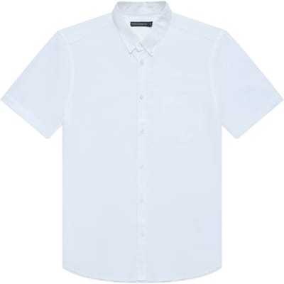 French Connection Linen 22 S/s Trim White Size: M | Casual Shirts Outlet | Heren | Wit