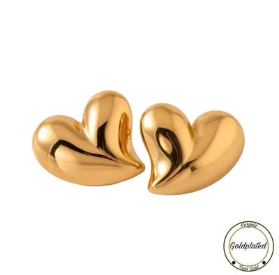 Borasi Hartjes Oorbellen Goudkleurig | Goldplated | Statement Oorbellen | Hartje | Dames Sieraden |
