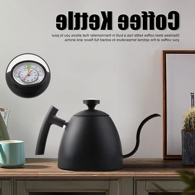 Zwanenhals Waterkoker - Koffieketel - Perfecte Koffie Zetten - Ingebouwde Thermometer - 800ml Capaciteit - Zwart