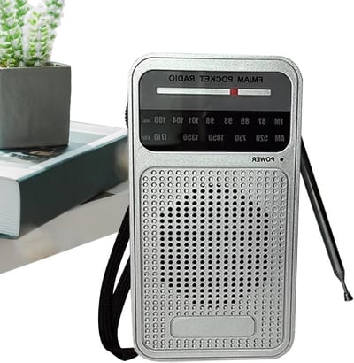 Transistorradio Op Batterijen - Draagbare FM Radio - Kamperen en Reizen - Verbeterde Signaalhelderheid - 13x7.2x3.1cm - Zilver