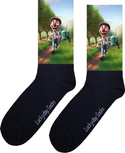 Boer - Opkikker - Grappige sokken - Valentijns cadeau - Verjaardagscadeau - Sint cadeau - Leuke sokken - Landbouw - Boomgaard - Vrolijke sokken - Cadeautje - Grappig cadeau - Appel - Vaderdag - Moederdag - Kerstcadeau - Socks maken Happy - Maat 37-44