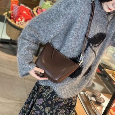 Lente en Zomer One-shoulder Nieuwe Mode Net High-end Tas Schouderbanden Schoudertas Hoofdlaag Rundleer Dames Tas gray