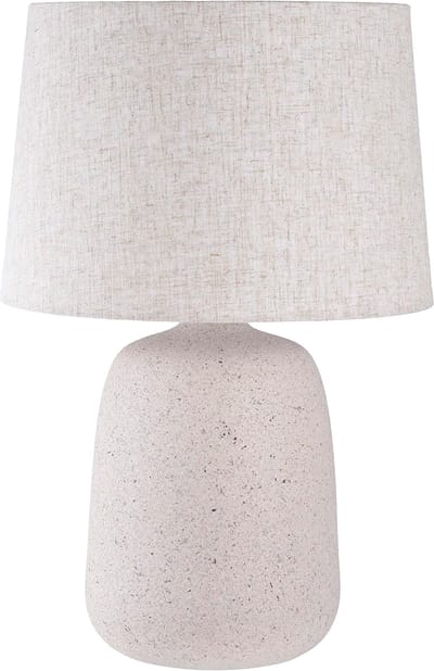 Artichok Benny Tafellamp - Keramiek - Steen - Inclusief Lampenkap - Nachtlamp - Woonkamer - Tafellamp Slaapkamer - Beige - Ø 30 x 46 cm