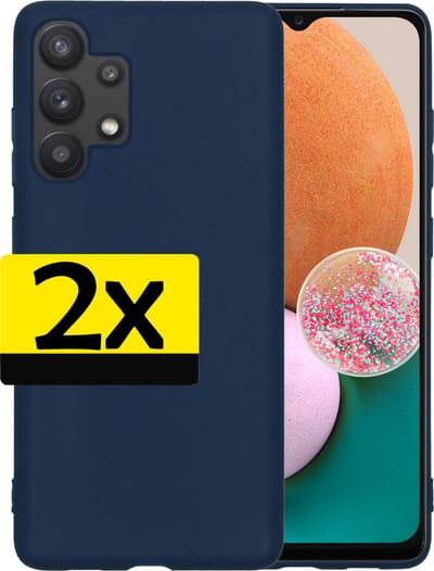 Hoesje - 2 Stuks - Geschikt voor Samsung Galaxy A13 4G - Sterk & Shockproof - Case Siliconen - Back Cover - Telefoon Hoes - Telefoonhoesjes - Donkerblauw