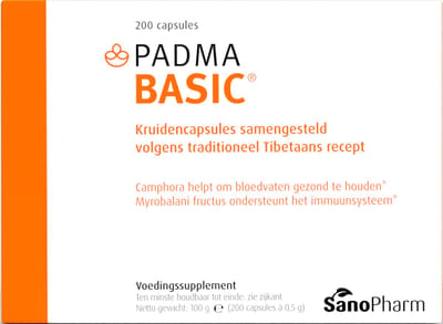 SanoPharm Padma Basic (200 capsules) – Tibetaanse Kruiden: goed voor de bloedvaten [1] en ondersteunt het immuunsysteem [2]