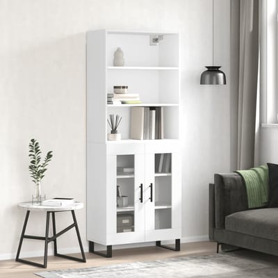 vidaXL - Hoge - kast - 69,5x34x180 - cm - bewerkt - hout - wit