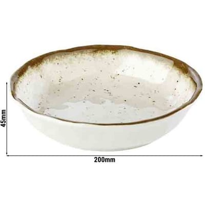 GGM Gastro (6 Stück) Schale - STONE ART - Melamin - 0,6 Liter - Ø 200mm - Weiß/Braun