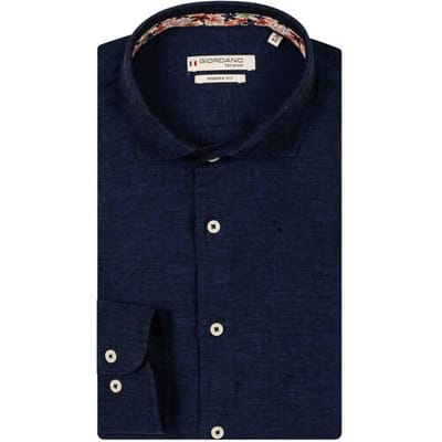 Giordano Overhemd Row Soft Washed Linnen Mélange Cutaway Collar Navy / male
