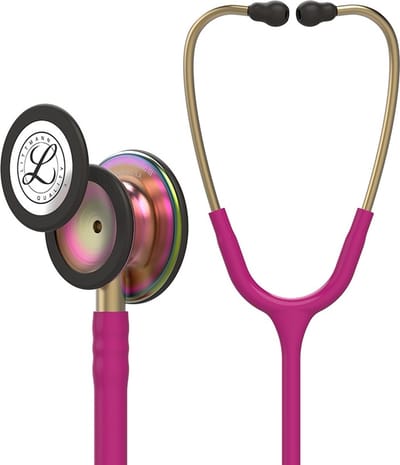 Littmann Classic III Stethoscoop 5806 Special Edition borststuk in regenboog afwerking Framboosroze Slang