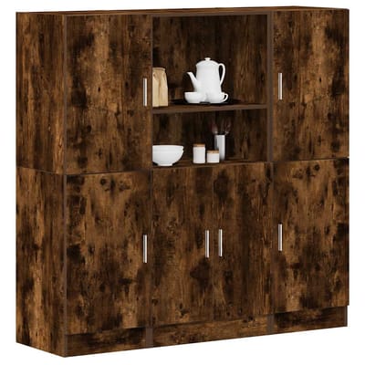vidaXL - 3-delige - Keukenkastenset - bewerkt - hout - gerookt - eikenkleurig