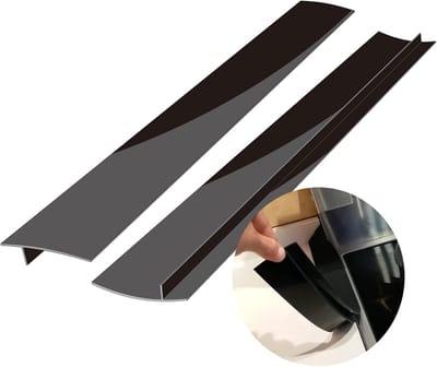 Siliconen afdichtingsstrips voor kieren (53 cm) tussen keukenapparatuur, kookplaten, ovens, wasmachines en drogers. Gemakkelijk schoon te maken en lekvrij. Geschikt voor keukenapparatuur, kookplaten, ovens, wasmachines en drogers (2 stuks, zwart).