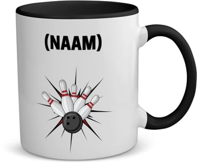 Akyol - bowlen met eigen naam koffiemok - theemok - zwart - Bowlen - bowler - sport - 350 ML inhoud