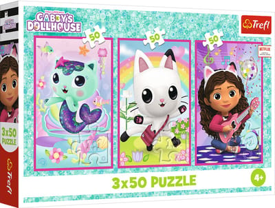 Puzzel 3x50 - Maak kennis met Gabby en het Gabbys poppenhuis Trefl 34876