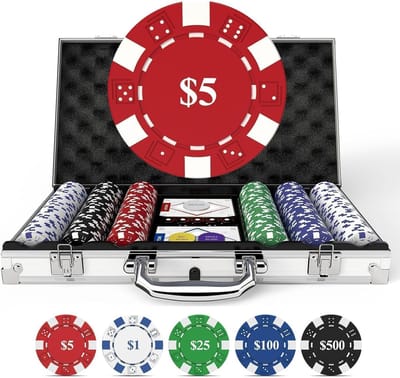 Pokerset 300 Chips 11.5g in Aluminium Koffer – Professionele Poker Set met Genummerde Fiches, Speelkaarten & Dealer Buttons – Geschikt voor Texas Hold’em & Blackjack (2-10 Spelers)