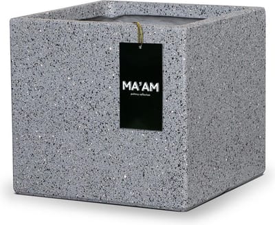 MA'AM Pottery Leah plantenbak vierkant - L36xH31 - Grijs - granito - Vorstbestendig - Afwateringsgat - Lichtgewicht