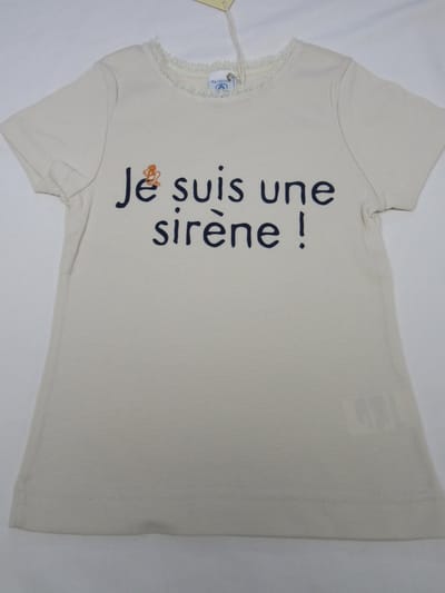 petit bateau , meisje, t-shirt korte mouw , ecru , zeemeermin , 4 jaar 102