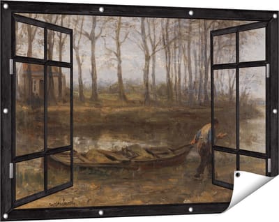 Gards Tuinposter Doorkijk De Zandschipper - Jozef Israëls - 120x80 cm - Tuindoek - Tuindecoratie - Wanddecoratie buiten - Tuinschilderij