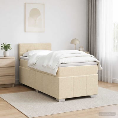vidaXL - Boxspringbed - met - matras - Crèmekleurig - 100 - x - 200 - cm - Stof
