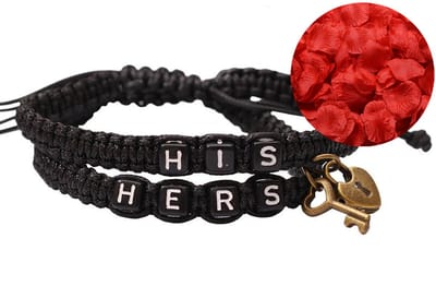 His & Hers Armband Set + Rozenblaadjes = Valentijn Cadeautje voor Hem en Haar - Valentijnsdag voor Mannen Cadeau Kadootjes