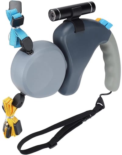 longziming -Draagbare Dubbele Hondenlijn - Uittrekbare Hondenlijn - 360° Draaibare Kop En Geïntegreerde LED-verlichting - Hoogwaardig Dik ABS En Slijtvast Reflecterend Nylon - Voor Kleine Honden En Kattens - 1 Stuk